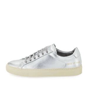WOMAN by COMMON PROJECTS Achilles Retro Leather Low Top Sneakers Silver Size 38